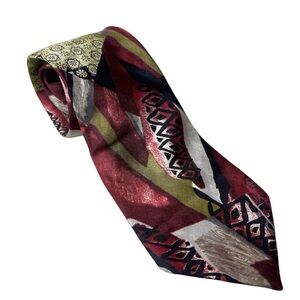 DON LOPER Designer 100% Silk Abstract Tiki Tribal Print Mens Necktie